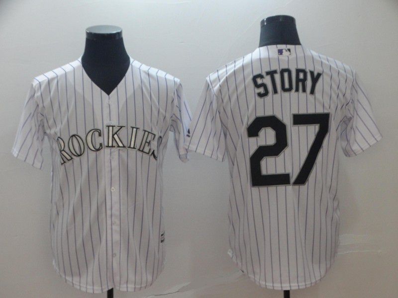 Men Colorado Rockies #27 Story White Game MLB Jersey->cleveland indians->MLB Jersey